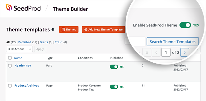 Enable SeedProd template kit