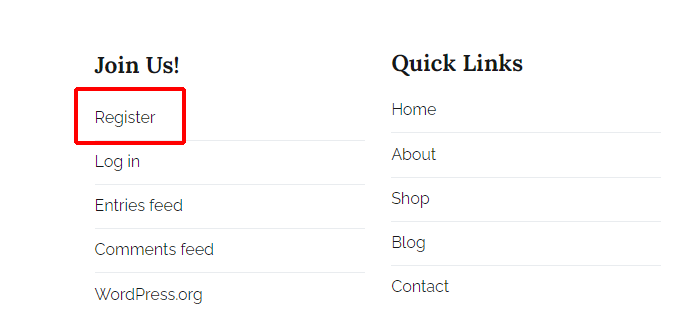 Footer with Register Link