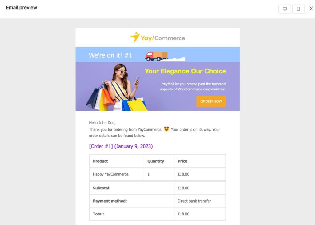 customize woocommerce emails preview