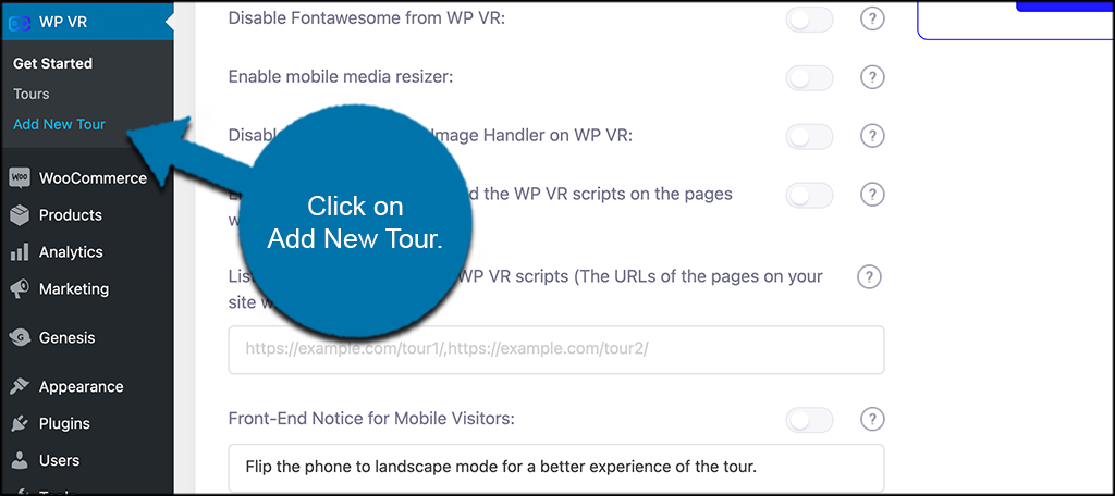 Click on "Add New Tour"