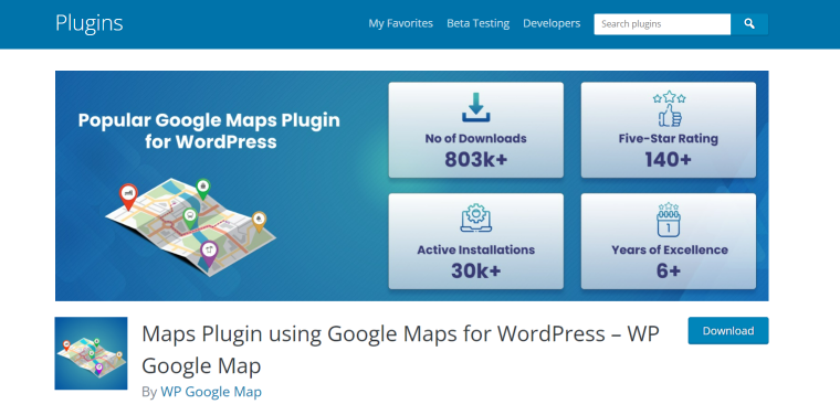 WP Google Map plugin homepage