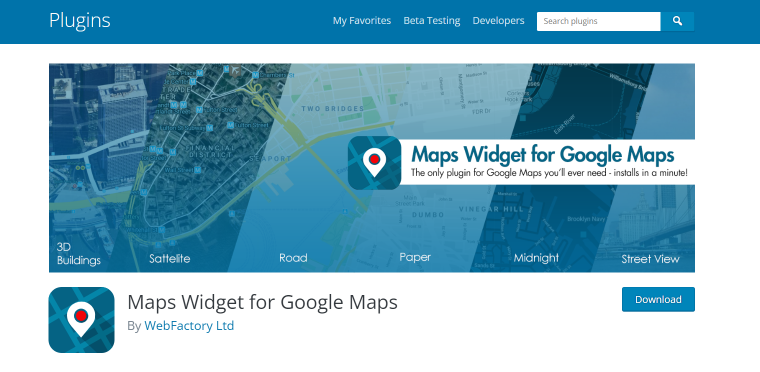 Maps Widget for Google Maps plugin homepage