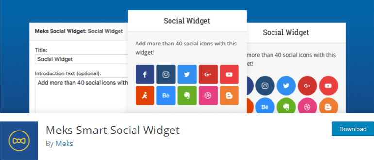 meks smart social widgets for attractive social follow icons in WordPress site 