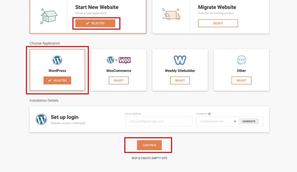 set up your login info for WordPress install