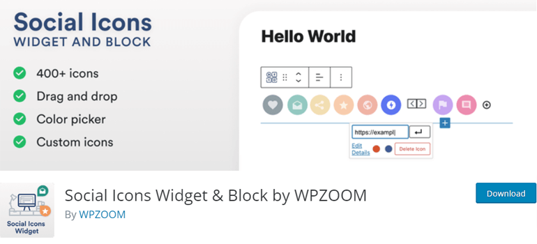 Social Icons Widget and Block