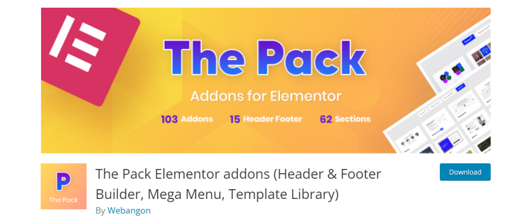 The Pack header footer Elementor addon