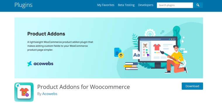 Product Addons for WooCommerce plugin homepage