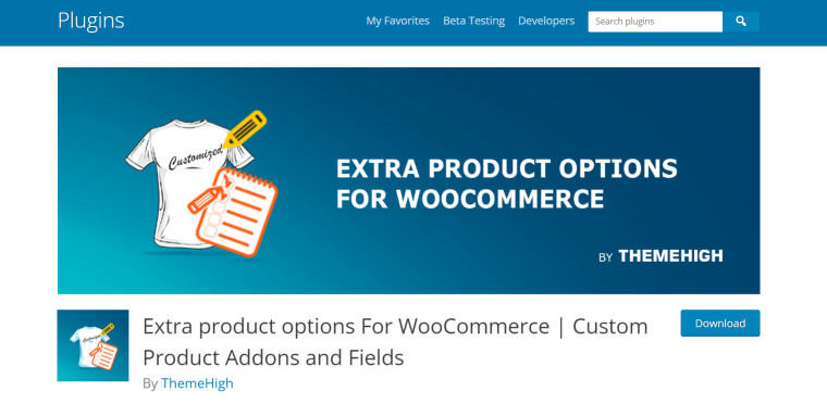 Extra Product Options for WooCommerce plugin homepage