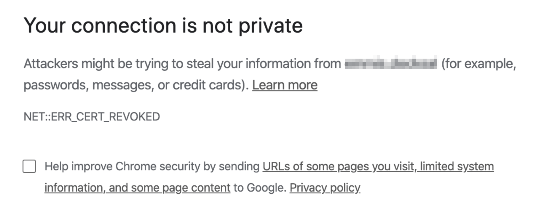 The SSL certificate revoked error
