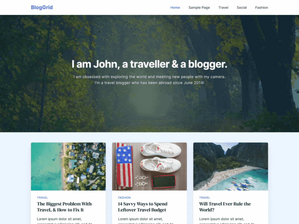 BlogGrid is simple and easy to use blog theme. It is designed and developed primarily to create professional blogging websites. 
