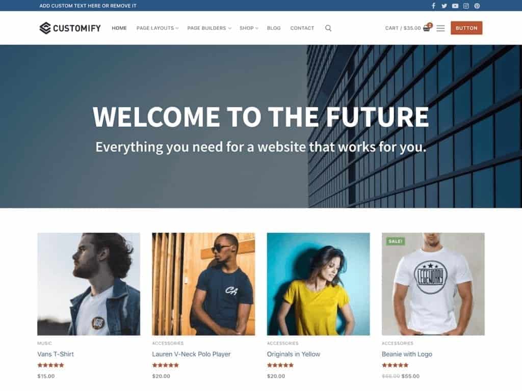 Customify is fast, lightweight, responsive WooCommerce and super flexible multipurpose theme built with SEO, speed, and usability in mind.
