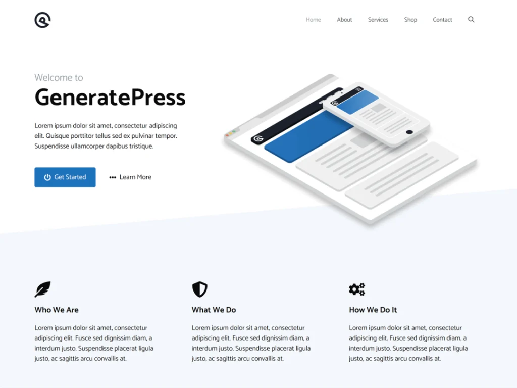 GeneratePress is a lightweight WordPress theme built with a focus on speed and usability.