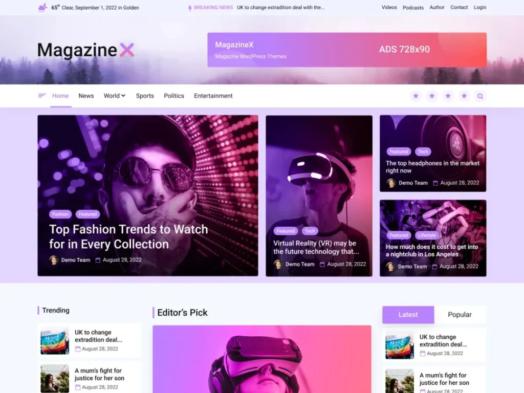 MagazineX is a modern Gutenberg-based theme, a perfect choice to create News Portals, Magazines