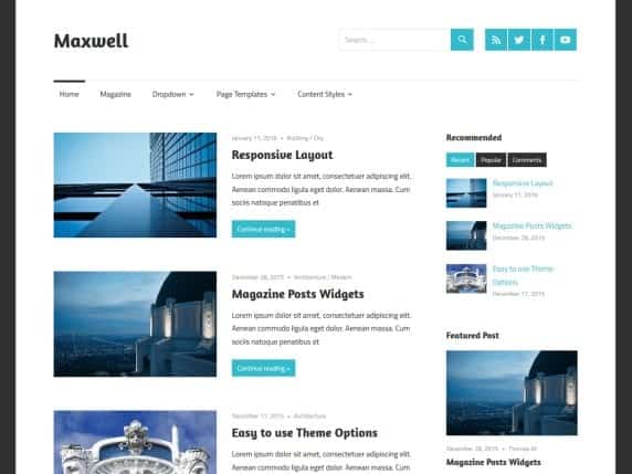 Maxwell is a minimalistic and elegant WordPress theme featuring an ultra clean magazine layout.