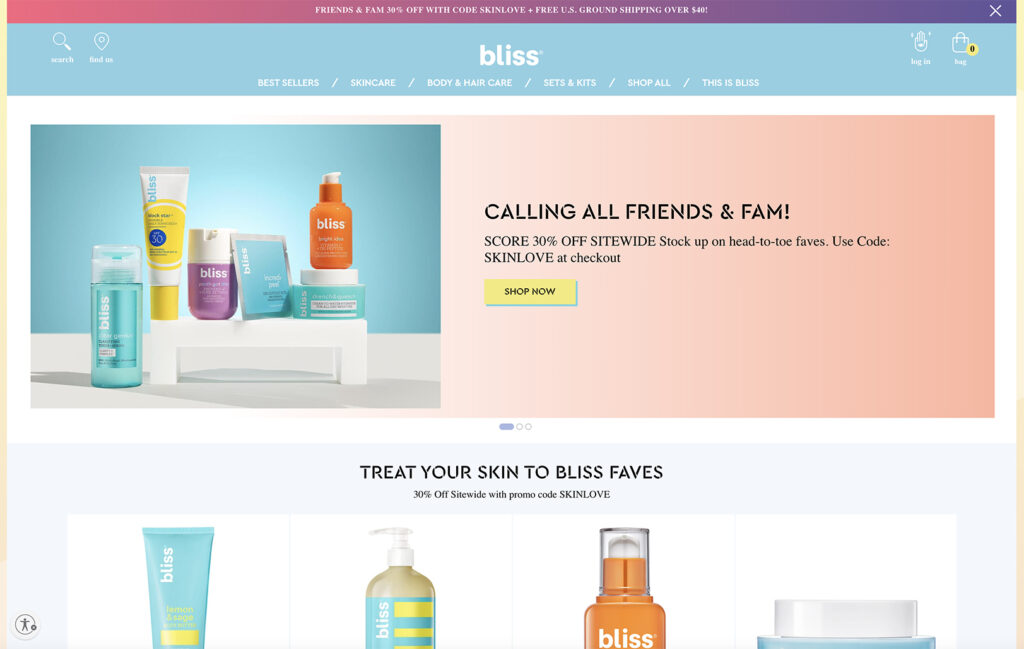 bliss ecommerce example