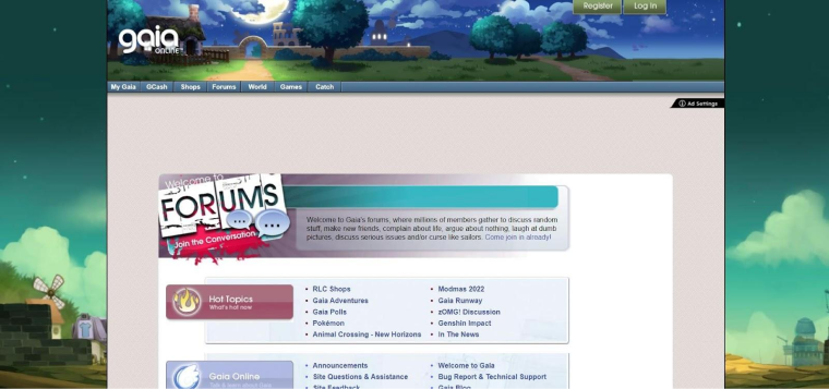 forum site example - gaia online
