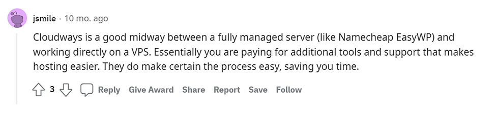 Cloudways opinion from Reddit