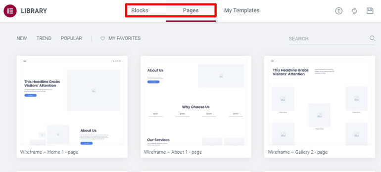 In Built Pages and Blocks