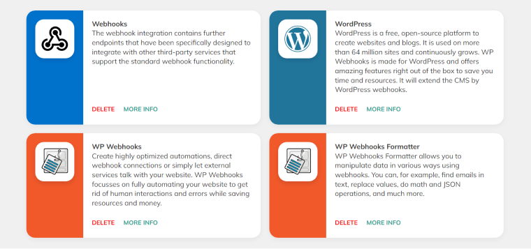 WP Webhooks integrations