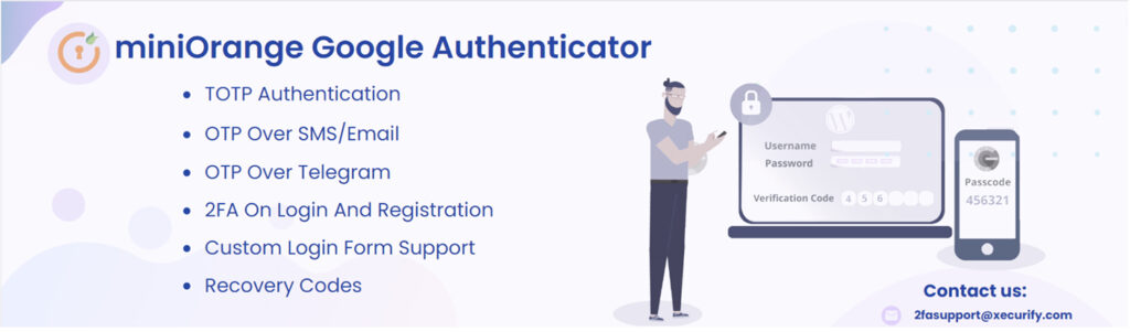 miniOrange's Google Authenticator – WordPress Two Factor Authentication (2FA , Two Factor, OTP SMS and Email) | Passwordless login