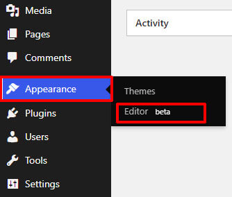 Navigate Appearance and Editor 