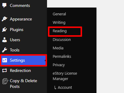 Navigate to Settings Reading 
how to customize a wordpress theme
