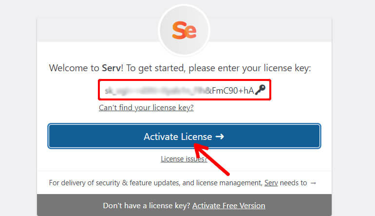 Paste License Key and Activate License Key