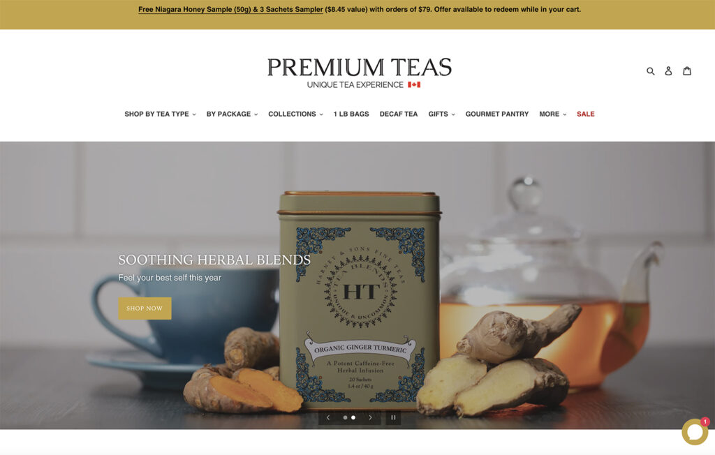 premium teas ecommerce examples