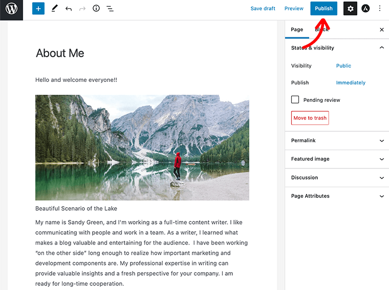 Publish the About Me Page