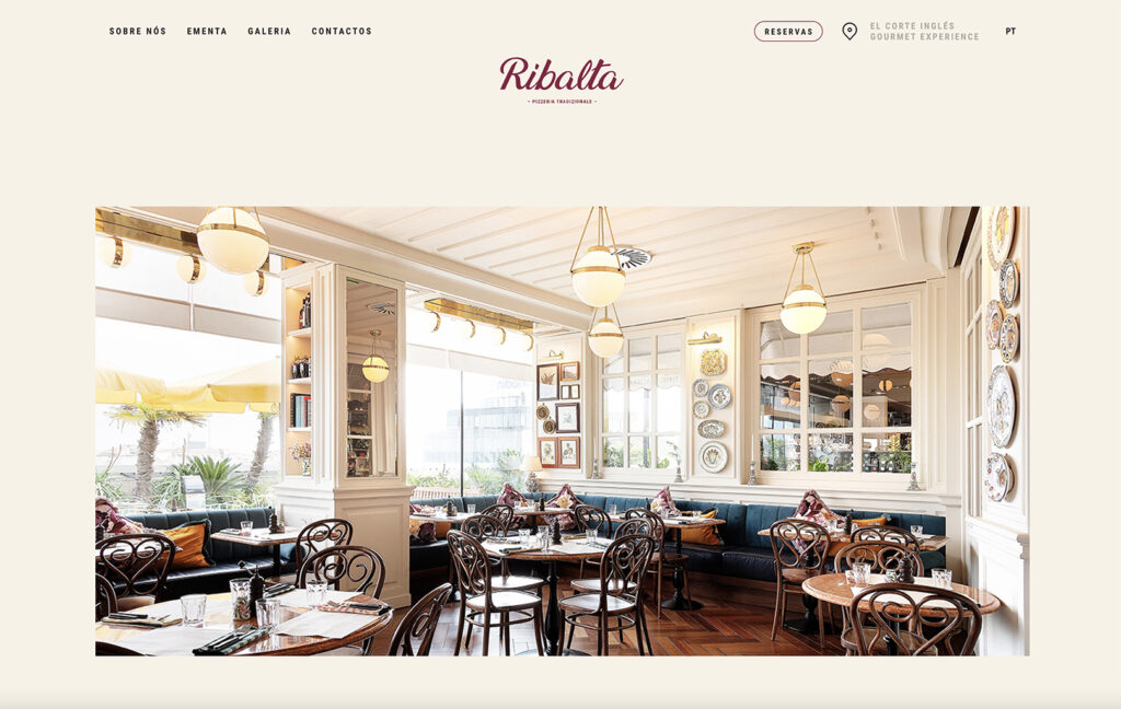 ribalta one page restaurant website example