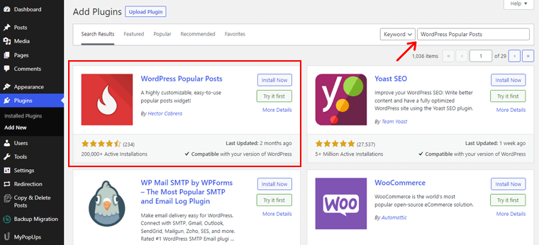 Search WordPress Popular Posts Plugin