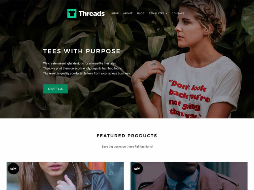 Threads is a WooCommerce theme designed for selling t-shirts, apparel, and fashion related products online. 