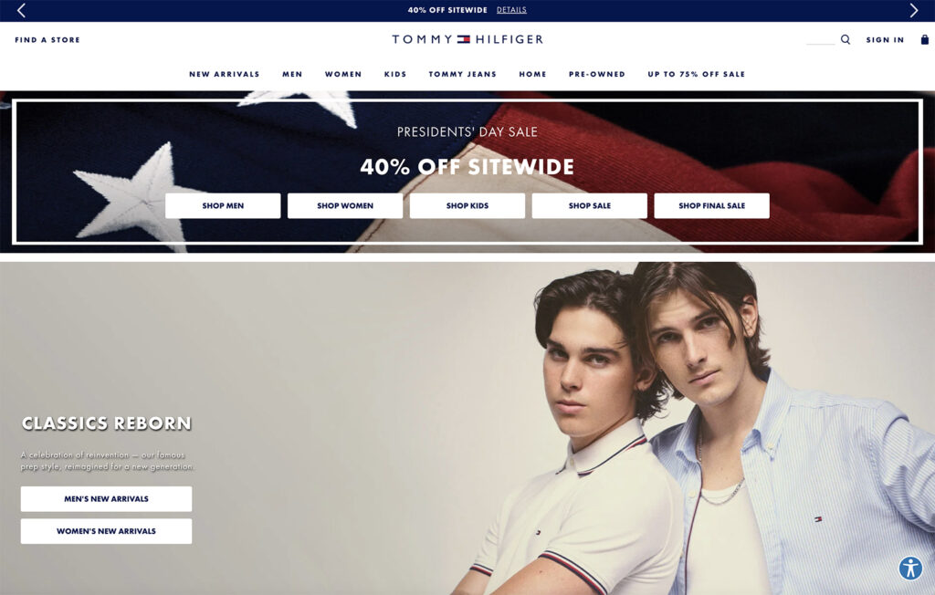 tommy hilfiger ecommerce website example