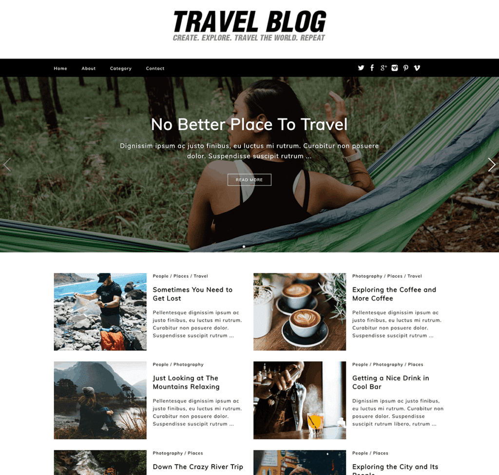 free travel blog theme