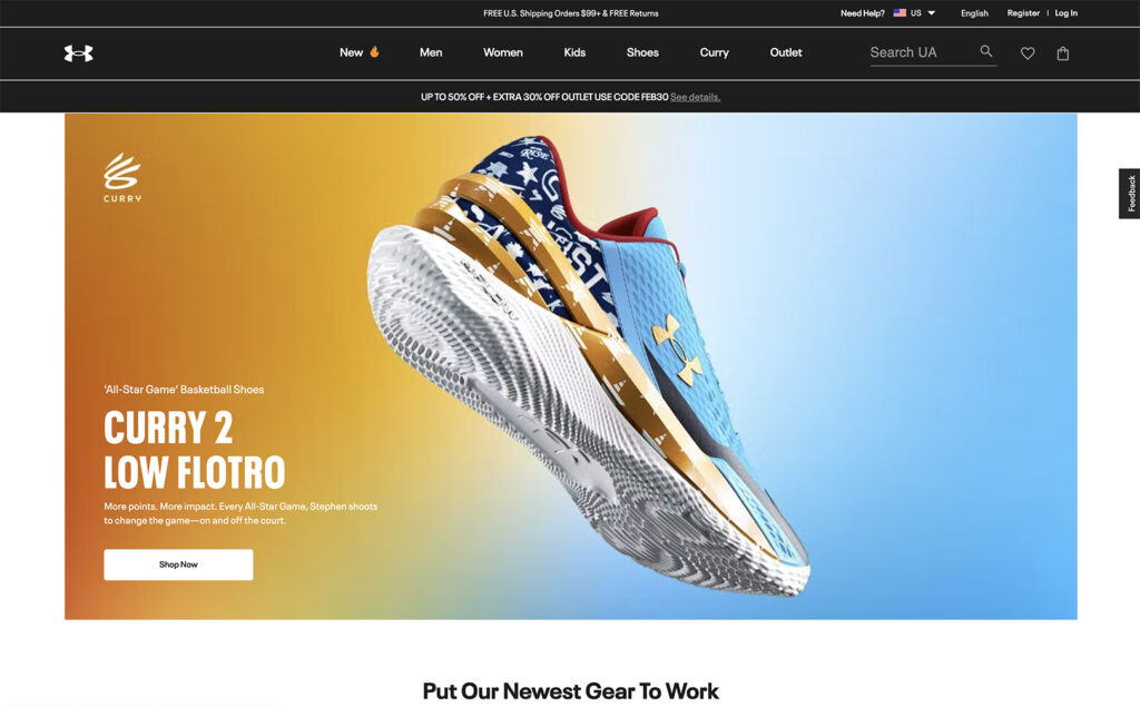 under armour ecommerce website example