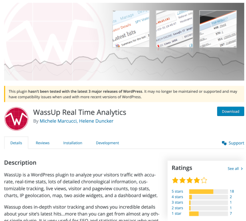 Wassup Real Time Analytics plugin