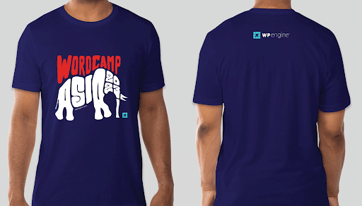 image of WP Engine giveaway t-shirt for WordCamp Asia