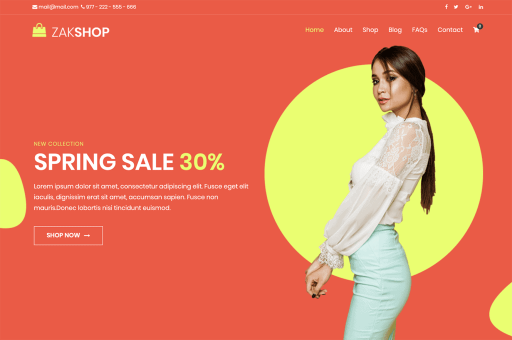 Zakra Shop is a modern and clean Free WooCommerce WordPress theme for any online business.