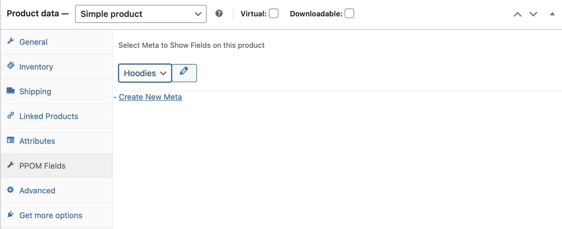 Select your field at Product data