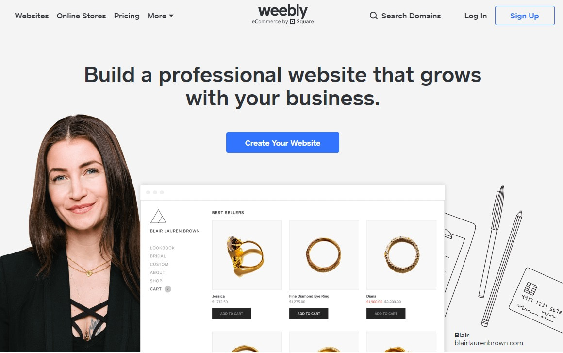 Weebly is a simple website builder ideal for blogs and small sites.