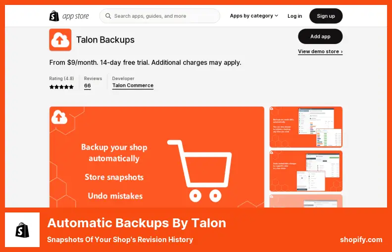 Automatic Backups by Talon - Snapshots of Your Shop's Revision History