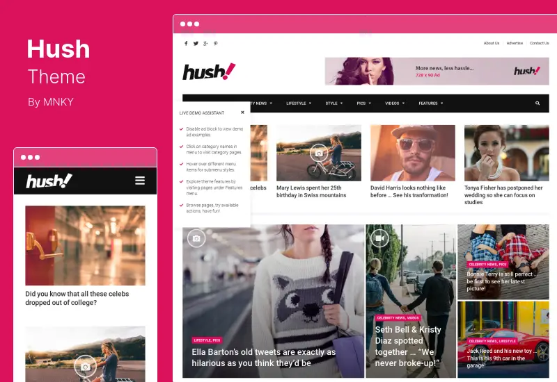 Hush Theme - Celebrity Gossip & Entertainment News WordPress Theme