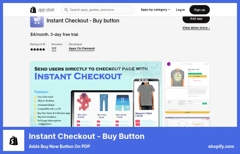 Instant Checkout ‑ Buy button - Adds Buy Now Button On PDP