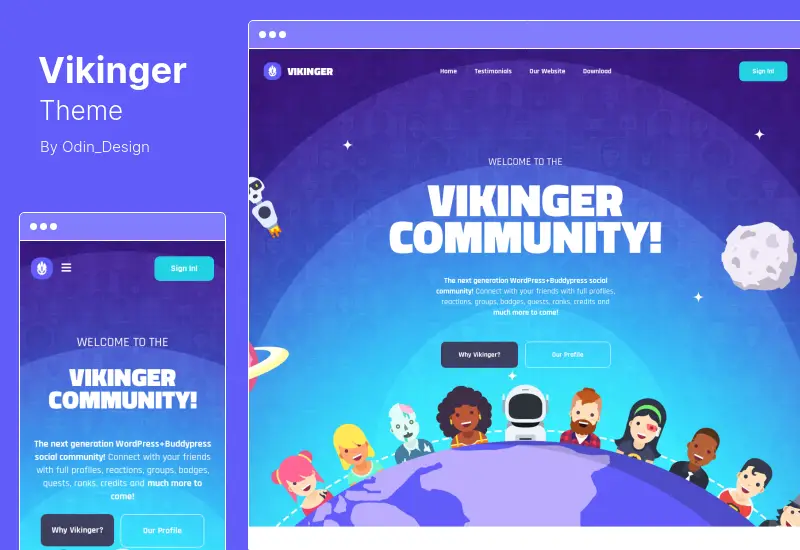 Vikinger Theme - BuddyPress and GamiPress Social Community WordPress Theme