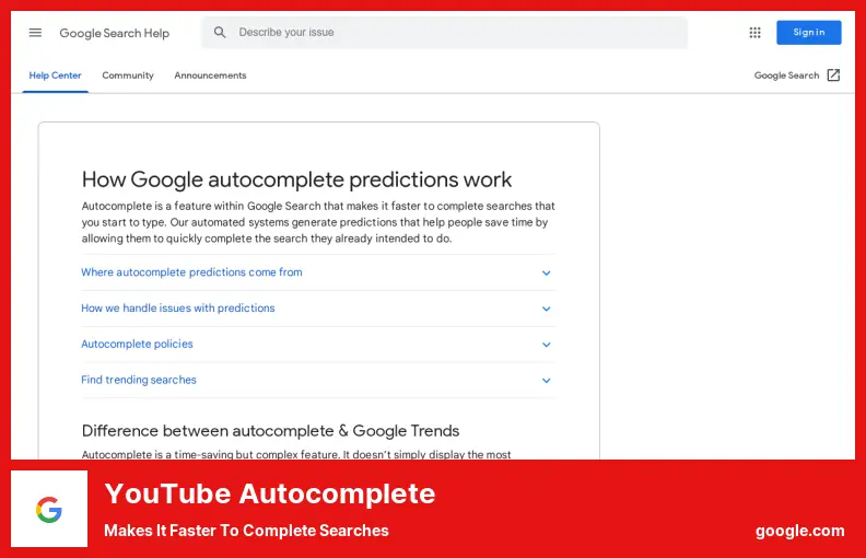 YouTube autocomplete - Makes It Faster to Complete Searches