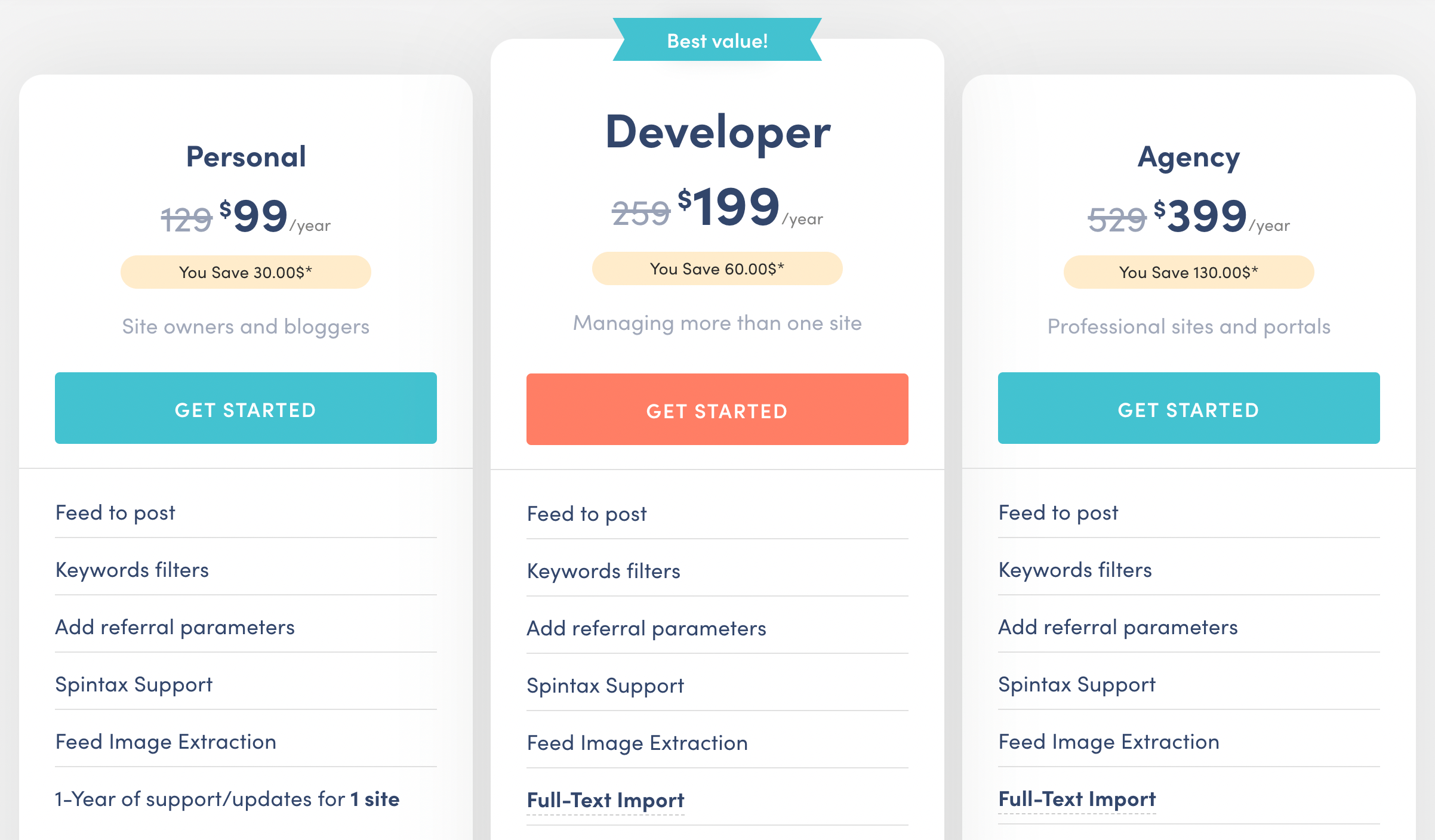 The Feezy pricing page