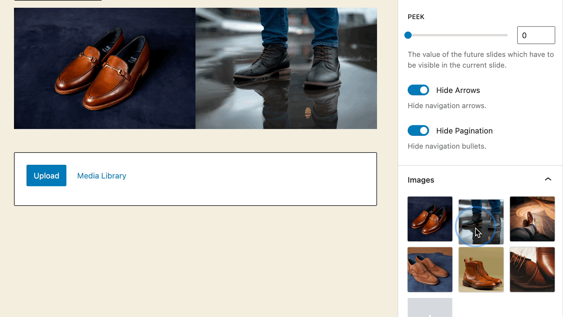 Arranging the images for a slider in WordPress