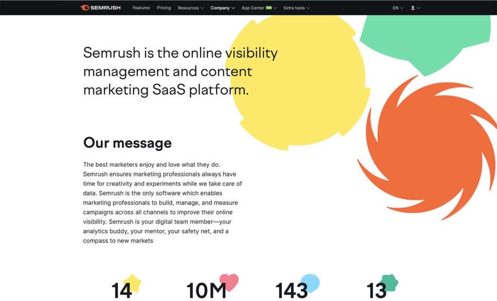 Semrush about us page examples