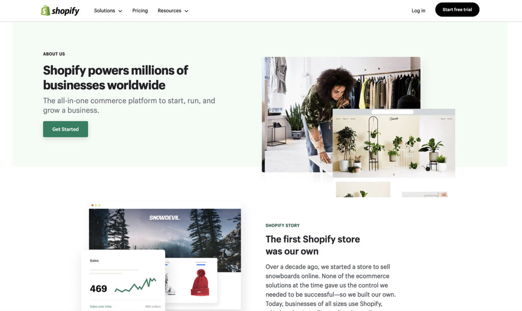 Shopify about us page example