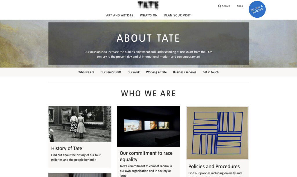 Tate about us page